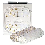 Manhattan Kids おくるみ モスリンコットン製 スワドル 2枚セット ダブルガーゼ 出産祝い 赤ちゃん バスタオル ベビー ブランケット 新生児 ガーゼタオル 綿100% 毛布 箱入り 1