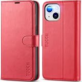 TUCCH iphone14 対応 ケース 手帳型 iPhone 14 ケース 高級合皮 耐衝撃 カード収納 [RFIDブロッキング] スタンド 全面保護 iPhone 14 手帳 マグネット式 (アイフォーン 14 6.1インチ対応) レッド