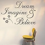 Witkey Dream Imagine and Believe Inspirational Wall Decal Stickers Quotes saying and words DIY Home 