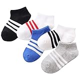 ゴシレ Gosear 5ペア様々な色ストライプ柄コットンアンクルソックス子供子供男の子女の子 9-12