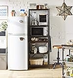 【大型】 レンジ台 レンジボード レンジラック キッチンボード キッチンラック 家電収納 大型レンジ対応 食器棚 北欧 キッチン ラック (ブラウン)