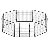 FEANDREA ペットフェンス 中型犬用 小型犬用 ペットサークル 折り畳み式 カタチ変更可 スチール製 犬ゲージ 複数連結可能 パネル8枚 室内外兼用 ドッグサークル 組立簡単 高さ60cm PPK86G