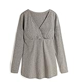 KUCIレディース長袖マタニティ授乳トップ緩めるスリープブラシャツ US サイズ: L カラー: グレー