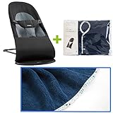 【今治タオルブランケットセットFLW】babybjorn（ベビービョルン）バランス ソフト ブラック／ダークグレー（バウンサーカバーフラワーブルーフラワーブルー）