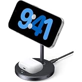 UGREEN Zapix Magsafe充電器 2 in 1マグネット式 充電スタンド Qi認証 ワイヤレス充電器 iPhone&AirPods適用 | LED表示、2台同時急速充電、横向き・縦向きで角度調整、15W/7.5W/5Wワイヤレス出力、