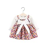 ベビー服 子供服 女の子ワンピース Pojour 可愛いドットスカート 長袖ドレス リボン付き オシャレ秋 通園 発表会 旅行 記念日 プレゼント ピンク