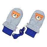 アスナロ（グローブ） スノーミトン ベビー 男の子 撥スノーミトン ベビー 男の子 撥水加工 手袋 ギンガムチェック柄 ミトン水加工 手袋3-4才 ブルー-くま