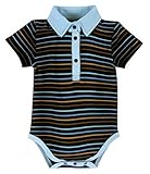 Stephan Baby Snapshirt-Style Oxford Striped Blue Dog Diaper Cover, Black/Tan/Light Blue, 6-12 Months
