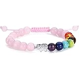 Top Plaza 7 Chakra Reiki Healing Crystals Beads Braid Adjustable Bracelet with Real Lava Rock Stone for Protection, Energy, A