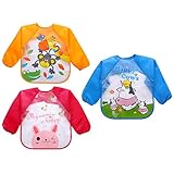 Sasairy ベビー お食事エプロン 3枚組 防水エプロン 男の子/女の子 長袖 食事用スタイ 幼稚園 2～5歳に適用 ベビーグッズ 前掛け 洗い替え よだれかけ