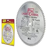 IVY Classic 36328 Laser Carbide 12-Inch 60 Tooth Compound Slide Miter Circular Saw Blade with 1-Inch