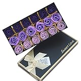 (よんピース)4 piece ソープ フラワー 石けん 花束 おしゃれ かわいい ギフト (パープル(3色18個入り))