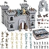 Enajucy 310個セット 中世の海賊テーマ 城騎士 アクションフィギュア おもちゃ 陸軍 プレイセット 城 おもちゃ 兵士 カタパルト 包囲クロスボウ 宝箱 (海賊がテーマの城セット)