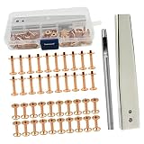 Deevoka レザーリベットセット 銅リベット セッティングツール付き 金属リベット レザークラフト ダブルキャップリベット DIYレザークラフト用レザークラフトツール, C