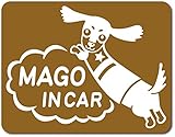 imoninn MAGO in car ステッカー　【マグネットタイプ】　No.38　ミニチュアダックスさん　（ゴールドメタリック）