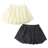 ベビー服 女の子 スカパン ボトム レース リボン ウエストゴム 女児 ベビー (1.アイボリー/95cm)