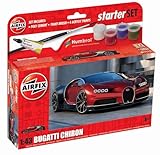 Airfix スターターセット - A55005 ブガッティ シロン モデル 組み立てキット - 大人&子供用 8歳以上のプラスチックモデルカーキット デカール、Humbrolアクリル絵の具、ブラシ&ポリセメント付属