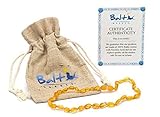 Raw Baltic Amber Teething Necklaces For Babies (Unisex) (Honey Olive) - Anti Flammatory, Drooling & 