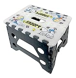 【選べるキャラクター】 折りたたみ 踏み台 ステップ チェア ミニタオル セット スヌーピー ミッキー ミニー ミニオンズ (小, スヌーピー★ライトグレー)