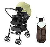 Aprica ラクーナエアー スイートクローバー GN + フットマフ BR + 今なら雨の日にかわるマルチレインカバープレゼント！