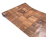 簡単 模様替え 壁紙 貼付シールタイプ 45cm×10m ウォールステッカー 防水 【貼り方説明書付】 (木目 格子柄)