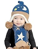 (アバラナサ)Abaranasaベビーニット帽子（ フリーサイズ：46-50cm）ハットとても保温と可愛い　男の子　女の子兼用　冬キャップ (ダークブルー)