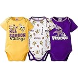 NFL Minnesota Vikings 3 Pieceボディスーツセット(パープル、ゴールドとAll Over Print ) ( 3 – 6ヶ月)