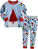 [Vaenait Baby] 子供キッズ12ヶ月-9歳綿100％長袖クリスマスパジャマ寝間着ルームウェア上下セット Cozy Santa L