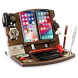 TESLYAR 木製のドッキングステーション 天然木 スマホ 便利グッズ デスクオーガナイザー 腕時計 スタンド メガネ置き スイッチ スタンド キーオーガナイザー 彼氏 ボーイフレンド 夫 父親 誕生日プレゼント 記念日 クリスマスプレゼント メンズ