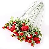 20pcs美しい人工花ウェディングブーケ、DIY Cute Pretty LotusローズシルクBloom Flower レッド
