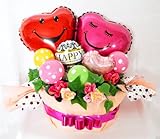 【出産お祝い・１歳誕生日お祝いギフトや祝電報に】ハートフル （ビックオムツケーキ） (テープ Ｍ, ピンク)