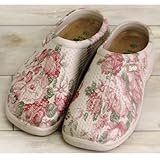 ガーデンシューズ サンダル レディース スリッポン 花柄 ベランダ ガーデニングシューズ/ローズ(BE)/37（約23.5cm）