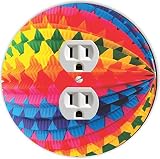 Rikki Knight RND-OUTLET-196 Rainbow Lantern Round Single Outlet Plate [並行輸入品]
