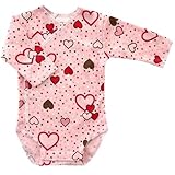 【未熟児】【低出生体重児】【早産児】【NICU】用 ベビー服： 長袖ロンパース ハート (1360～2700g)