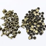 KUKU工房 両面カシメ レザークラフト材料 100組セット (頭8mmｘ足10mm, ゴールド)