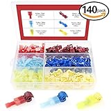 Hilitchi 140pcs 22-16 / 16-14 / 12-10 Gauge Quick Splice Wire Terminals and Fully Insulated Male Spa