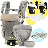 エルゴベビー 抱っこ紐（ベルト付） 360スリーシックスティ/グレー・インサート3III 【正規代理店2年間保証-SG認定付】 よだれパッド＋前抱き・対面抱き両用リバーシブルスタイ付