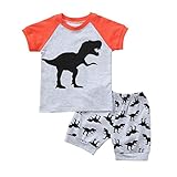 (プタス) Putars少年サマーショートTシャツ素敵な恐竜プリントカラーブロックパンツセット通気性少年コスチューム子供24ヶ月 - 7歳