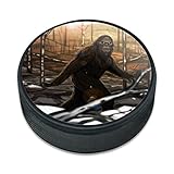 アイスホッケーパックビッグフットサスクワッチウォーキングインザウッズ