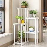 木製はしごフラワーラック、4棚、多段屋内/屋外庭の階段植物ポットディスプレイホルダースタンド収納コーナー棚/オフィス/バルコニー - ダークブラウン ( 色 : 白 )