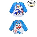 【Pedonir】2点セット ベビー エプロン 赤ちゃん 食事 長袖 食事エプロン スモック 女の子 男の子 ベビー服 ベビー 服 赤ちゃん 幼児 乳児 食事スタイ 食事用スタイ スタイ 涎掛け ビブ