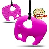 Mother Approved Teething Necklace Baby Pink Elephant, Includes Dry Bag and Certificate by Mother App