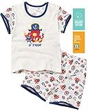 【あるこんたるこん】 オーガニックコットン ベビー キッズ ルームウェア キャプテン 男の子 パジャマ ３分袖 ショートパンツ (100)