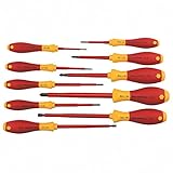 Wiha 32093 Slotted and Phillips Insulated Screwdriver Set, 1000 Volt, 10 Piece [並行輸入品]