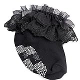 [アリサナ]arisana ショートソックス キッズ 女の子 フォーマル 靴下 白 黒 スクール フリフリレース靴下 黒 11〜12cm