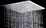 Koko Brand Rain16 16-inch Solid Square Ultra Thin Rain Shower Head, Polished Stainless Steel (Chrome