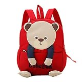 Sunvp キッズリュック 子供用リュックサック カバン 紐調整可能 熊 軽量 幼児用 ベビー かわいい 通学 通園 3～8歳 4色(レッド)