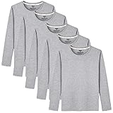 Sukinana インナーシャツ メンズ 肌着 5点セット 綿100% 長袖 tシャツ 丸首 防菌防臭 柔らかい 快適 メンズ 服 春 秋 冬 (2XL, グレー)