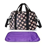 RONGTONGDA 星柄 マザーズバッグ 斜めがけ 2way　ママバッグ　多機能　大容量　ショルダーバッグ　軽量 ベビーカーバッグ　ストラップ付き レディース (ブラック)