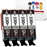 Shower インクカートリッジ キヤノン用 BCI-330XL (PGBK/ブラック) 【顔料】4本セット (大容量) 互換インク QR/WEB説明あり 【Green Shower製】は国内梱包検品を実施【安心一年パック】 BCI-330XLBK